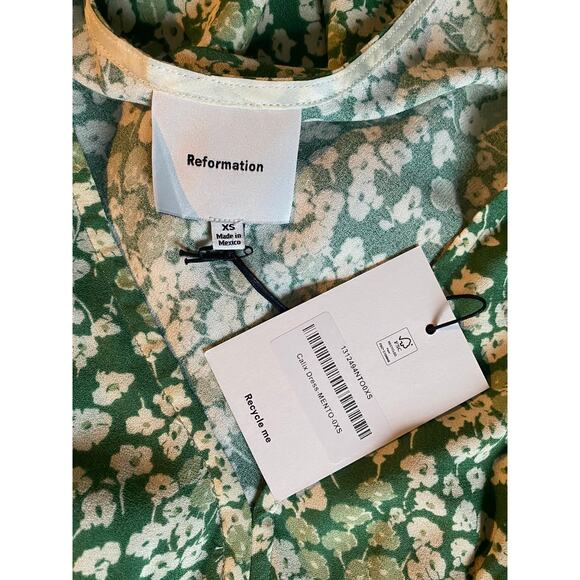 NWT Reformation Calix Dress Green & White Floral Mento Mini Size XS - Picture 4 of 8